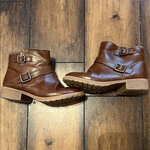 Brown Ankle Boots with Buckle Detail